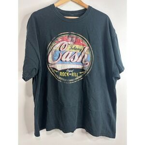 Johnny Cash Mens Black Graphic T-Shirt Original Rock N Roll 1955 Size XXL 2X